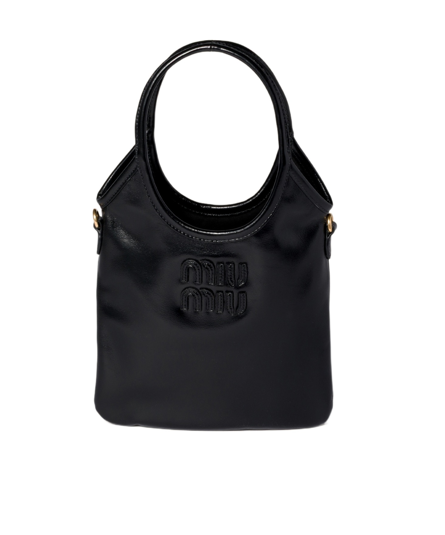 Miu Miu Ivy Leather Handbag In Black