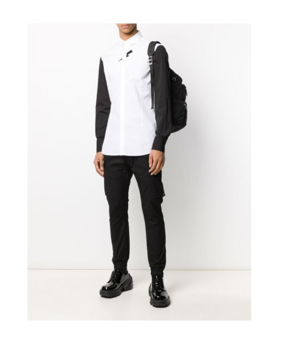 Neil Barrett Long-sleeved Lapel Shirt In White