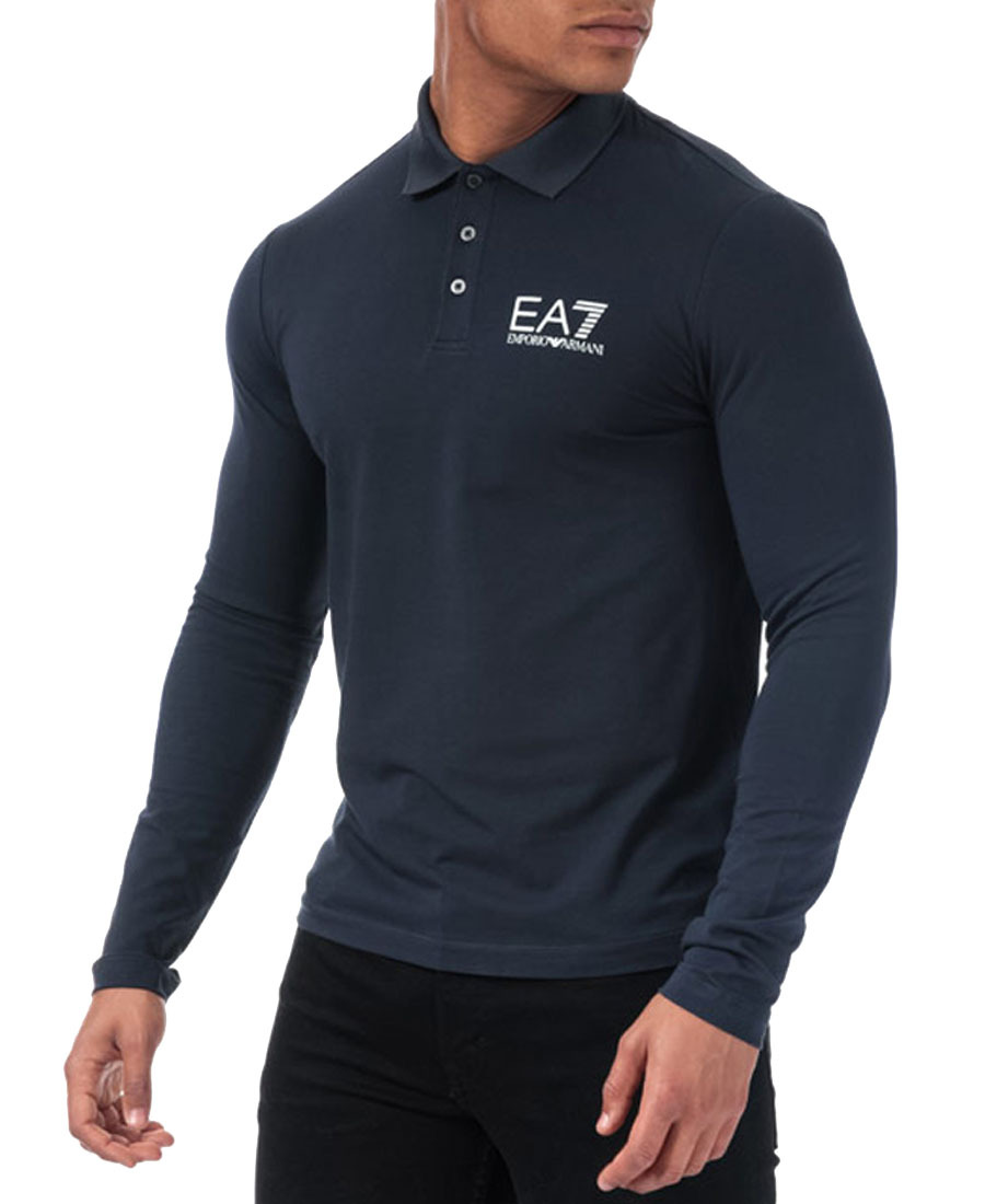 EA7 NAVY BLUE LONG-SLEEVED POLO SHIRT