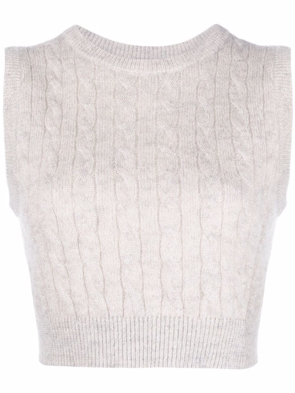 Brunello Cucinelli Cable Knit Sleeveless Top In White
