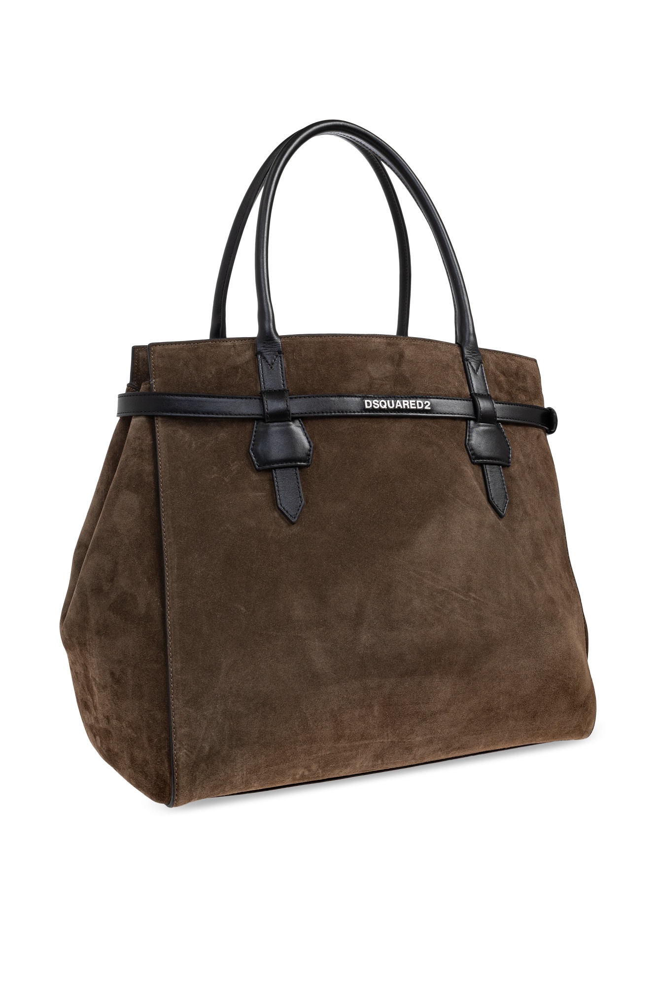 Dsquared2 Twin Leather-trimmed Suede Shoulder Bag In Green