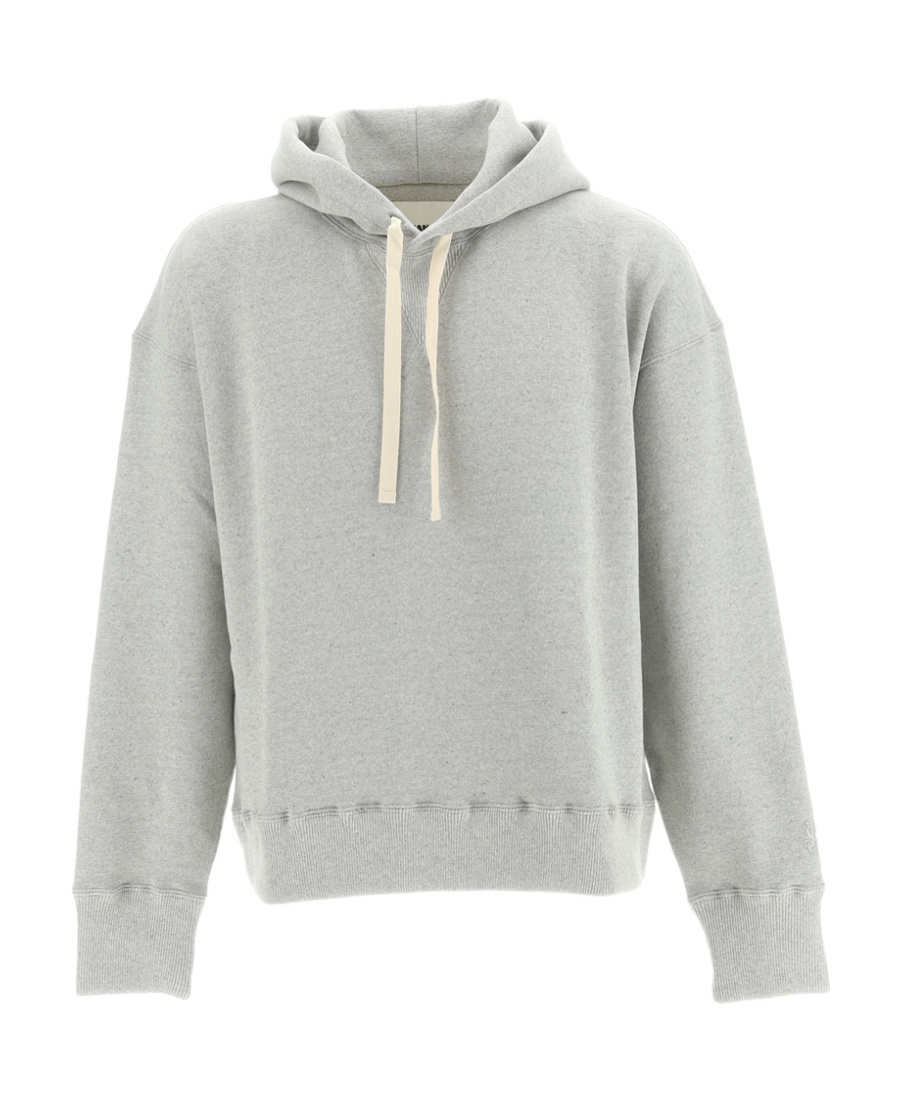 Jil Sander Drop-shoulder Drawstring Hoodie In Gray