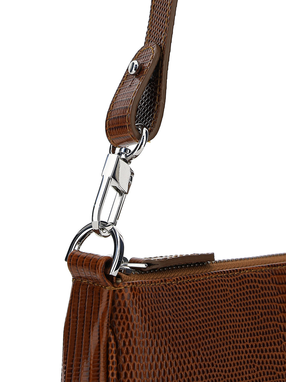 By Far Tan Lizard Rachel Shoulder Bag In Brown