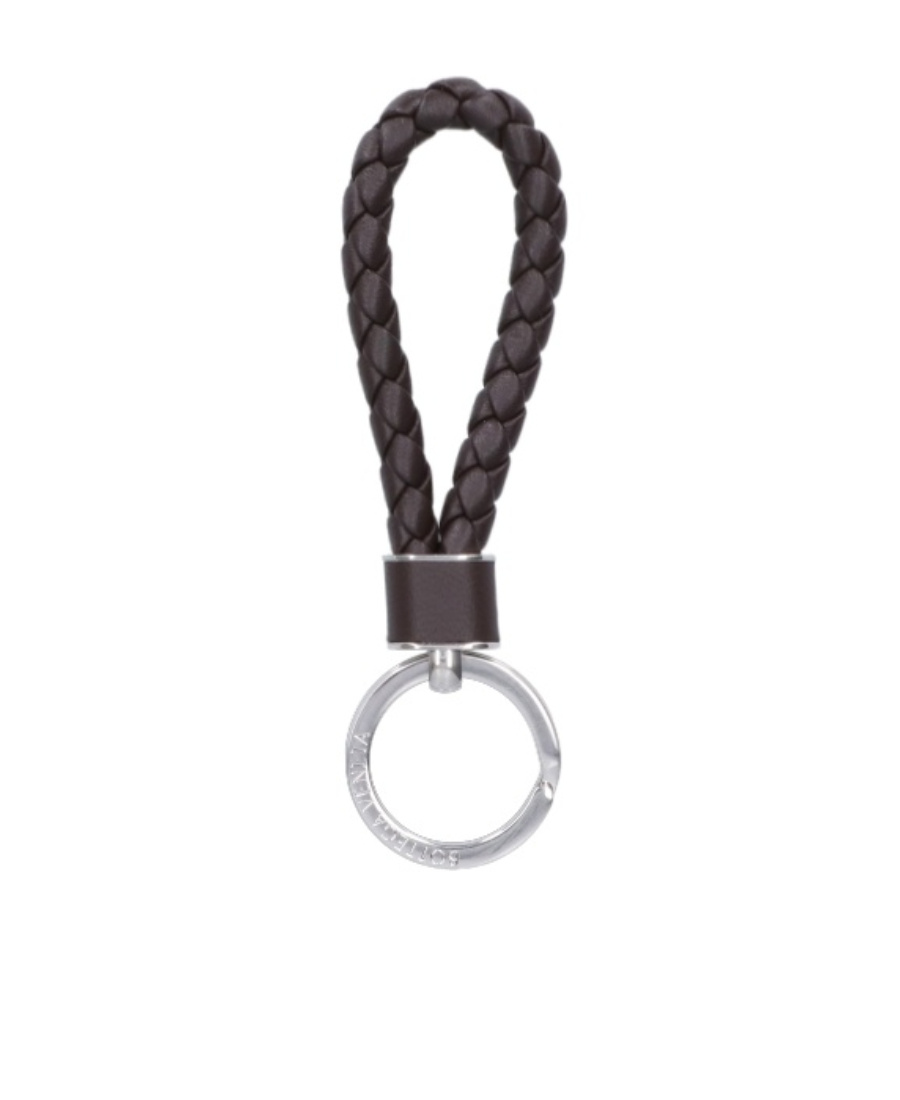 Bottega Veneta Intrecciato Leather Keyring In Black