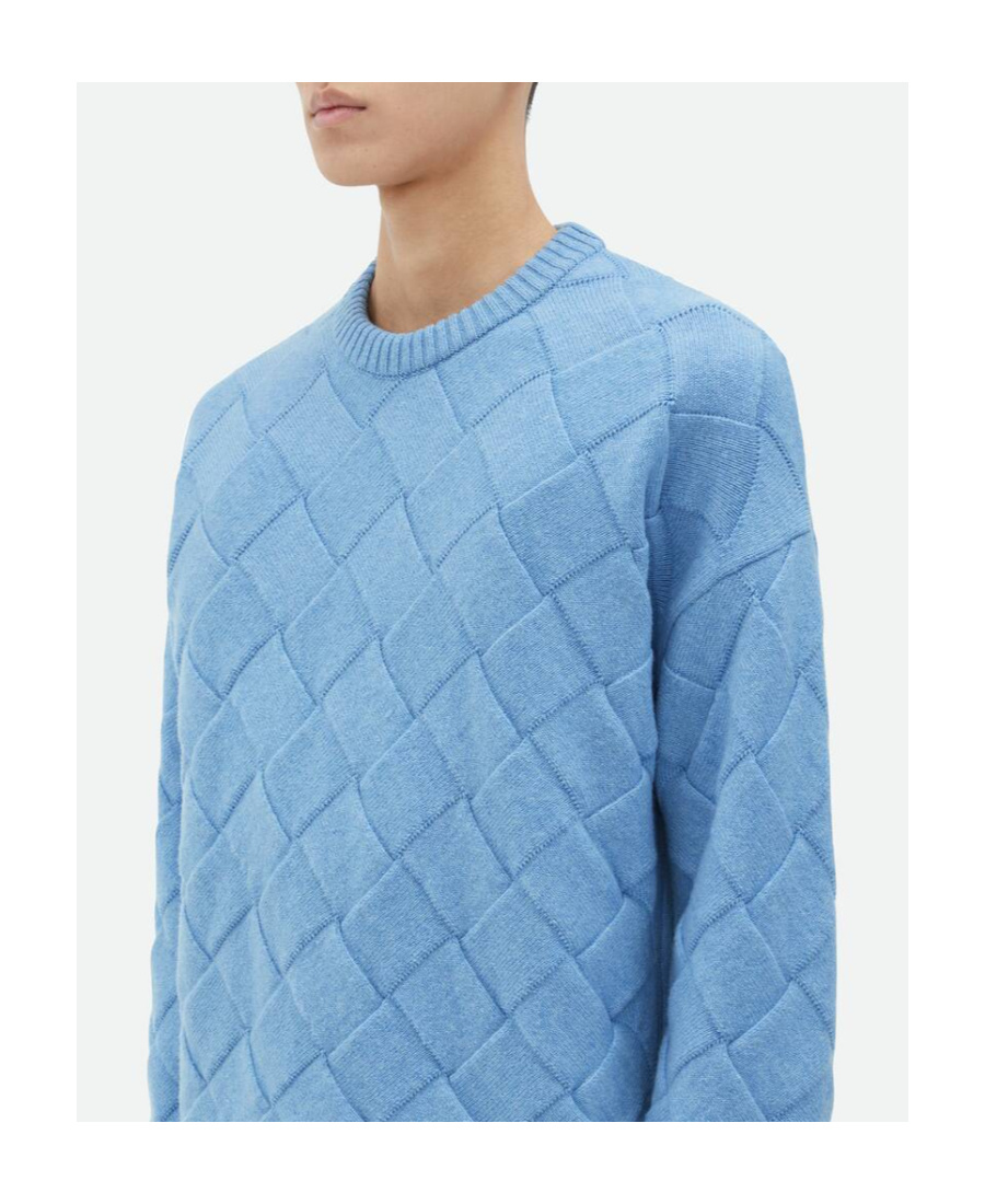 Bottega Veneta Intreccio Pattern Woolen Sweater In Blue