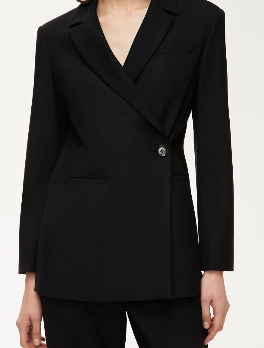 Iblues Double-breasted Long-sleeve Jacket In Black