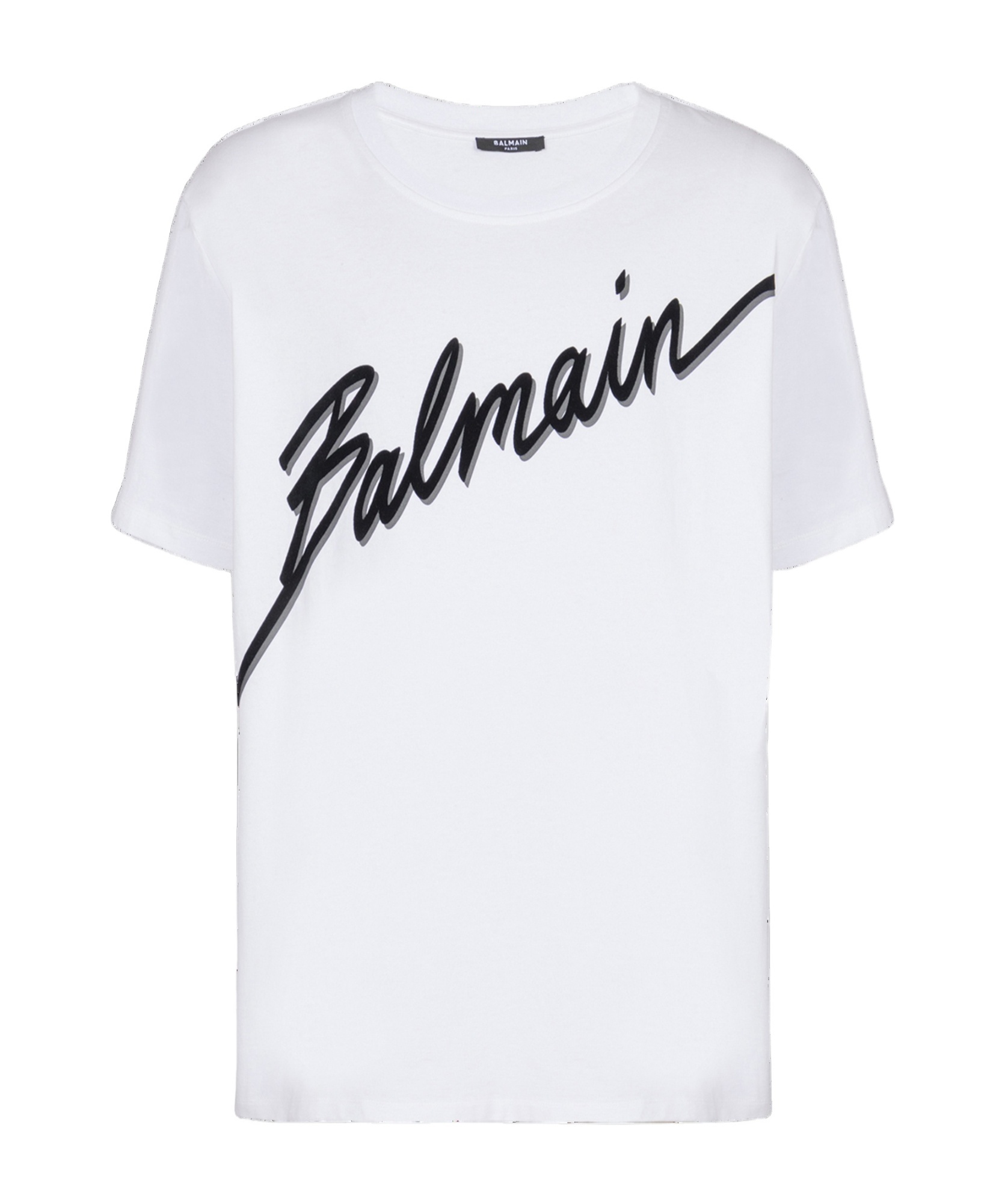 Balmain Men White Crewneck T-shirt With Maxi Logo Lettering On The Front In Cotton Man In White