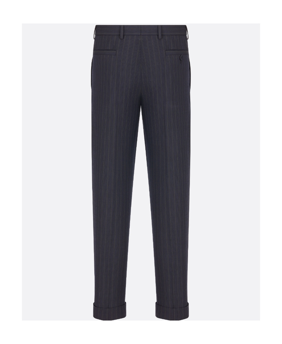 Dior Frilly Striped Casual Pants In Black