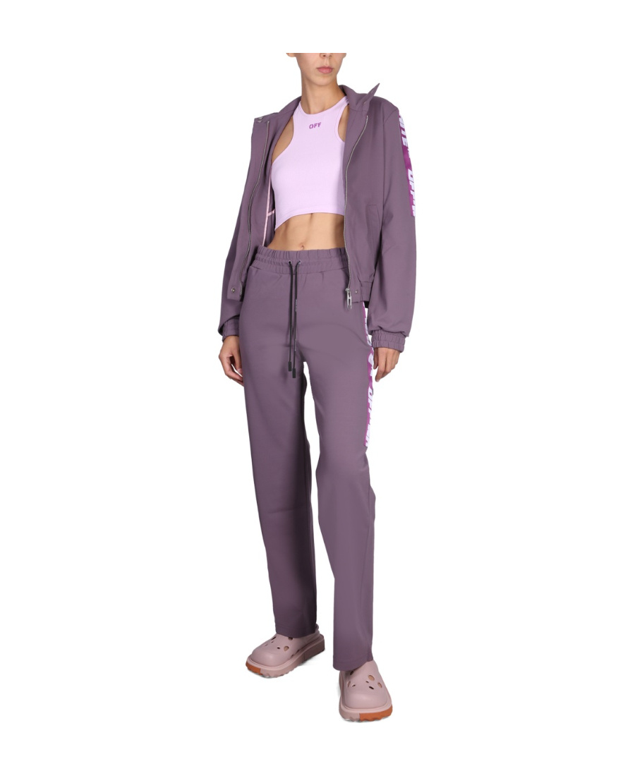 Off-white Chic High Collar Sweatshirt With Logo Bands For Women In Gray