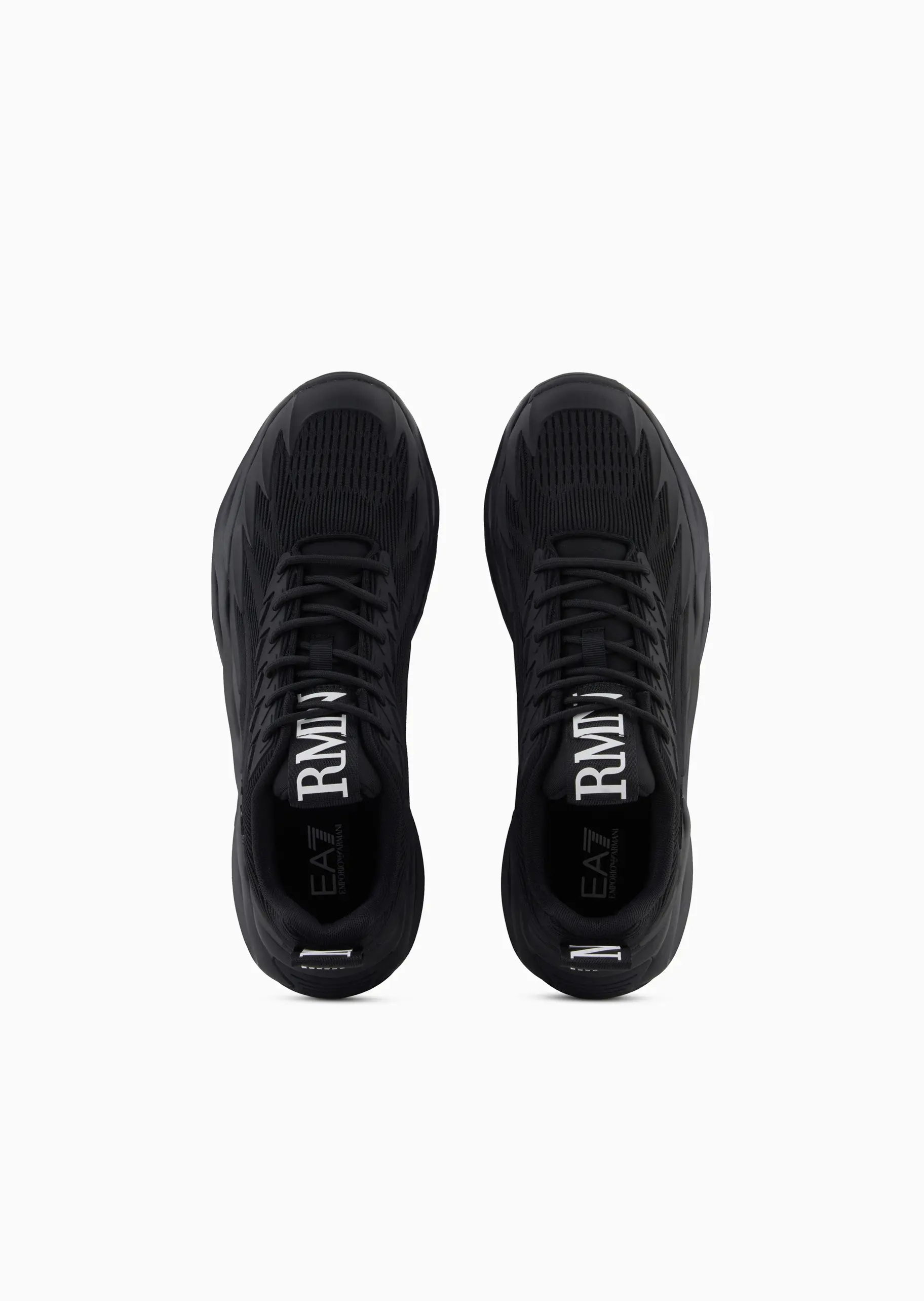 Ea7 Emporio Armani Logo Printed Low-top Sneakers In Black