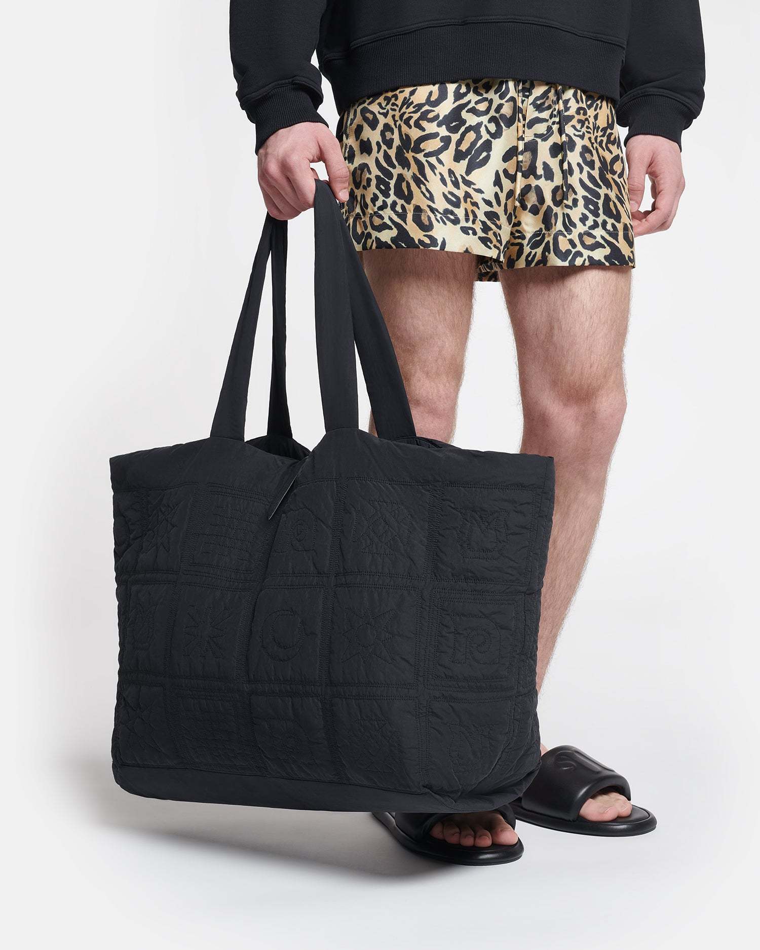 Nanushka Quilted Tech-poplin Tote In Black