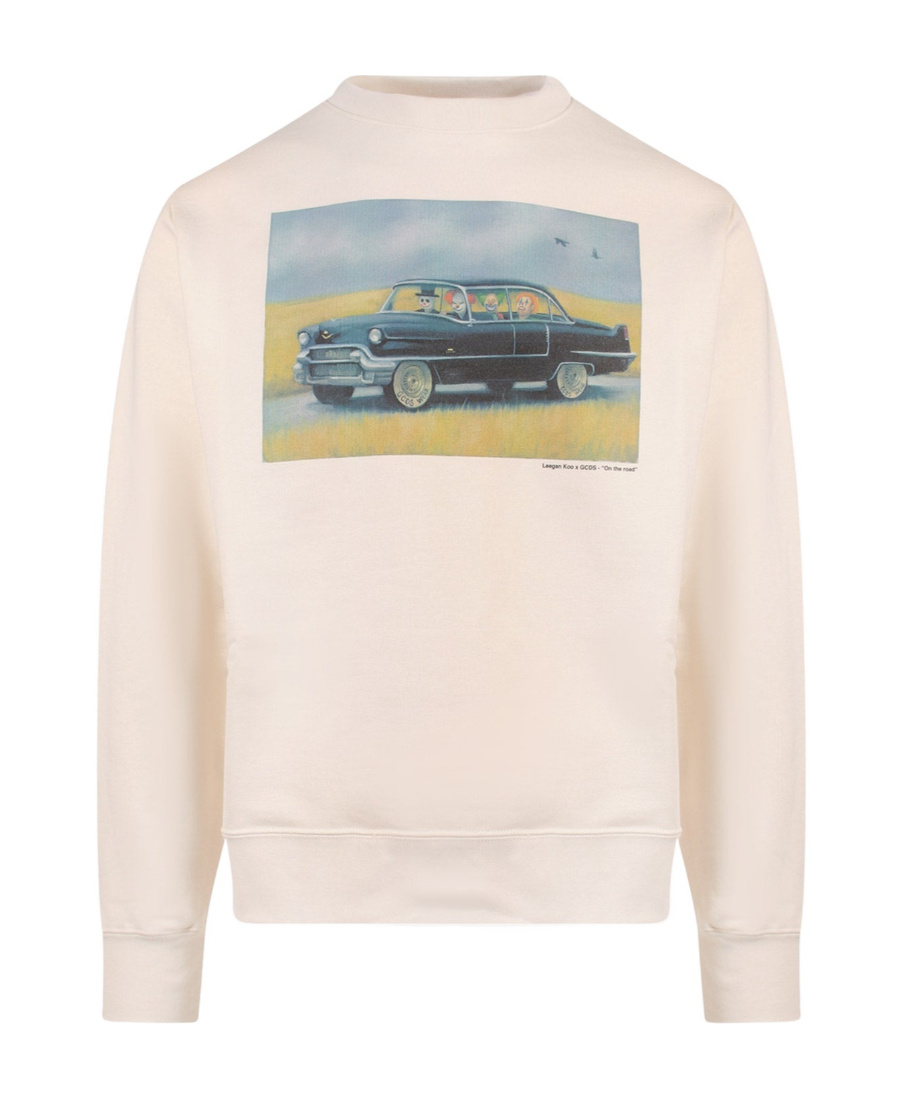 Gcds Graphic-print Crew-neck Sweatshirt In Gray