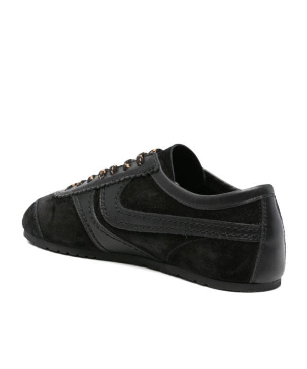 Dries Van Noten Suede Texture Sneakers Featuring Contrast Stitching In Black