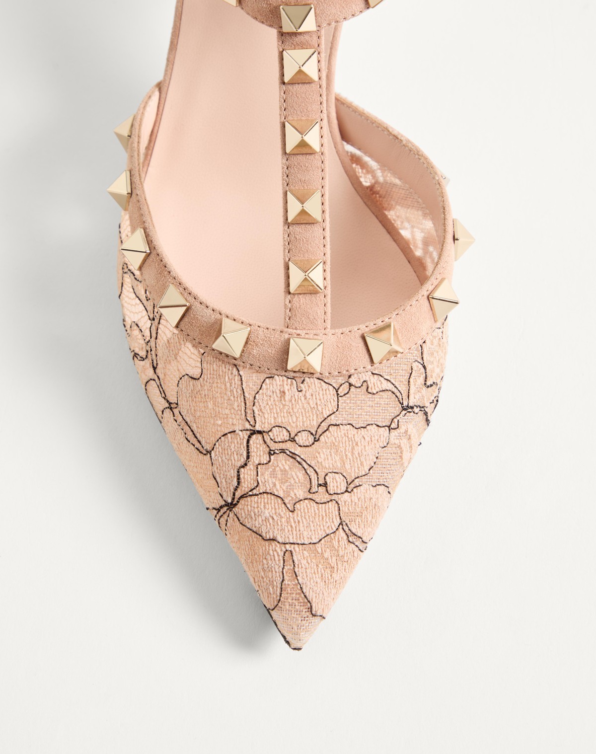 Valentino 65mm Rockstud Lace Ankle-strap Pumps In Multi