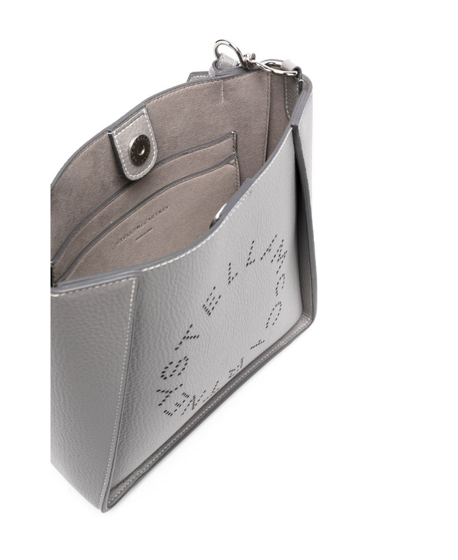 Stella Mccartney Logo Perforated Crossbody Bag In Gray