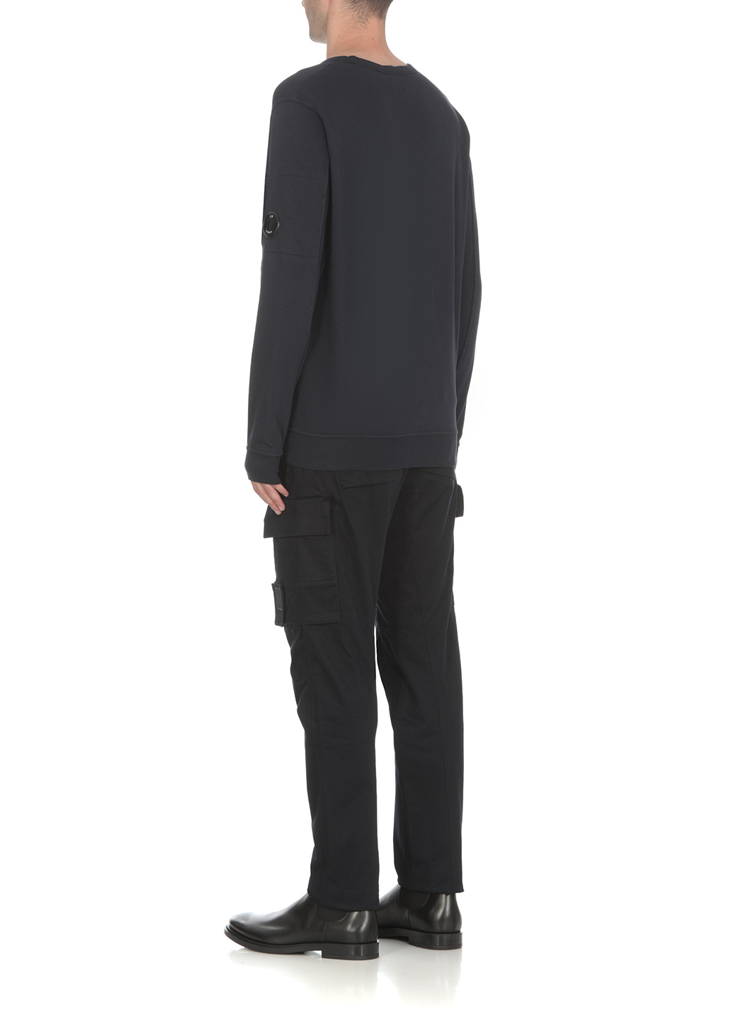 C.p. Company Logo-patch Panelled Cargo Trousers In Black