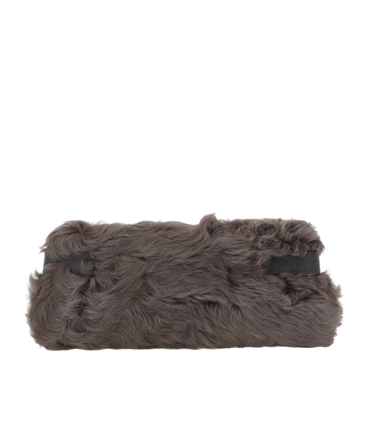 Brunello Cucinelli Wavy Shearling Clutch Bag In Brown