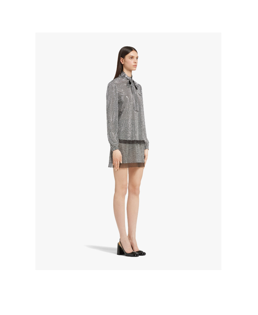 Prada Rhinestone-studded Pussy-bow Silk Blouse In White