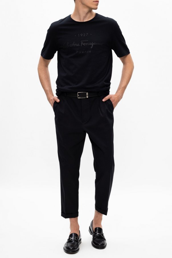 Ferragamo Logo Printed T-shirt In Black