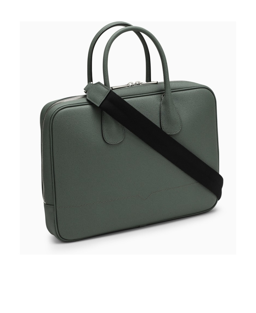 Valextra Grained-texture Zipped Laptop Bag In Black