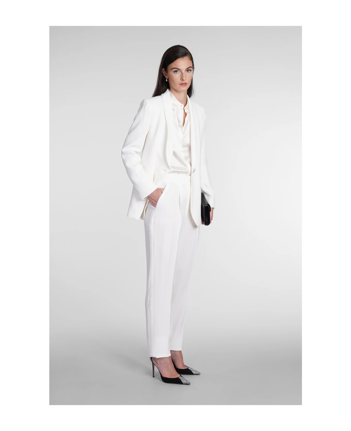 Shop Emporio Armani Darted Straight-leg Trousers In White