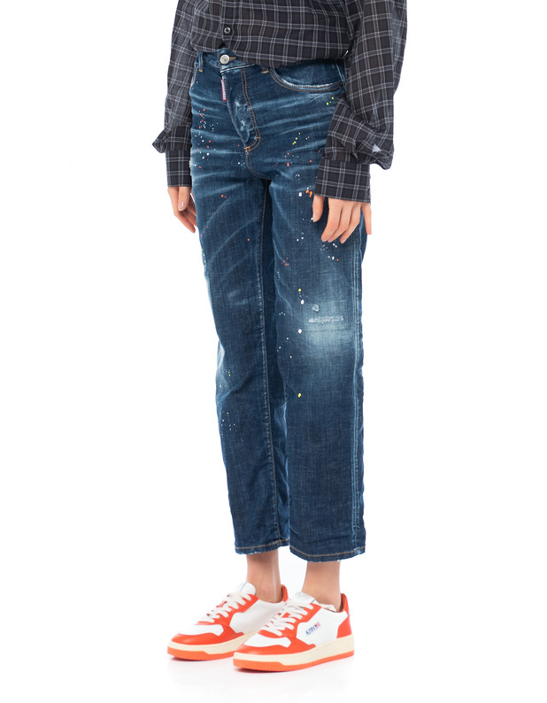 Dsquared2 Paint-splatter Straight-leg Jeans In Blue