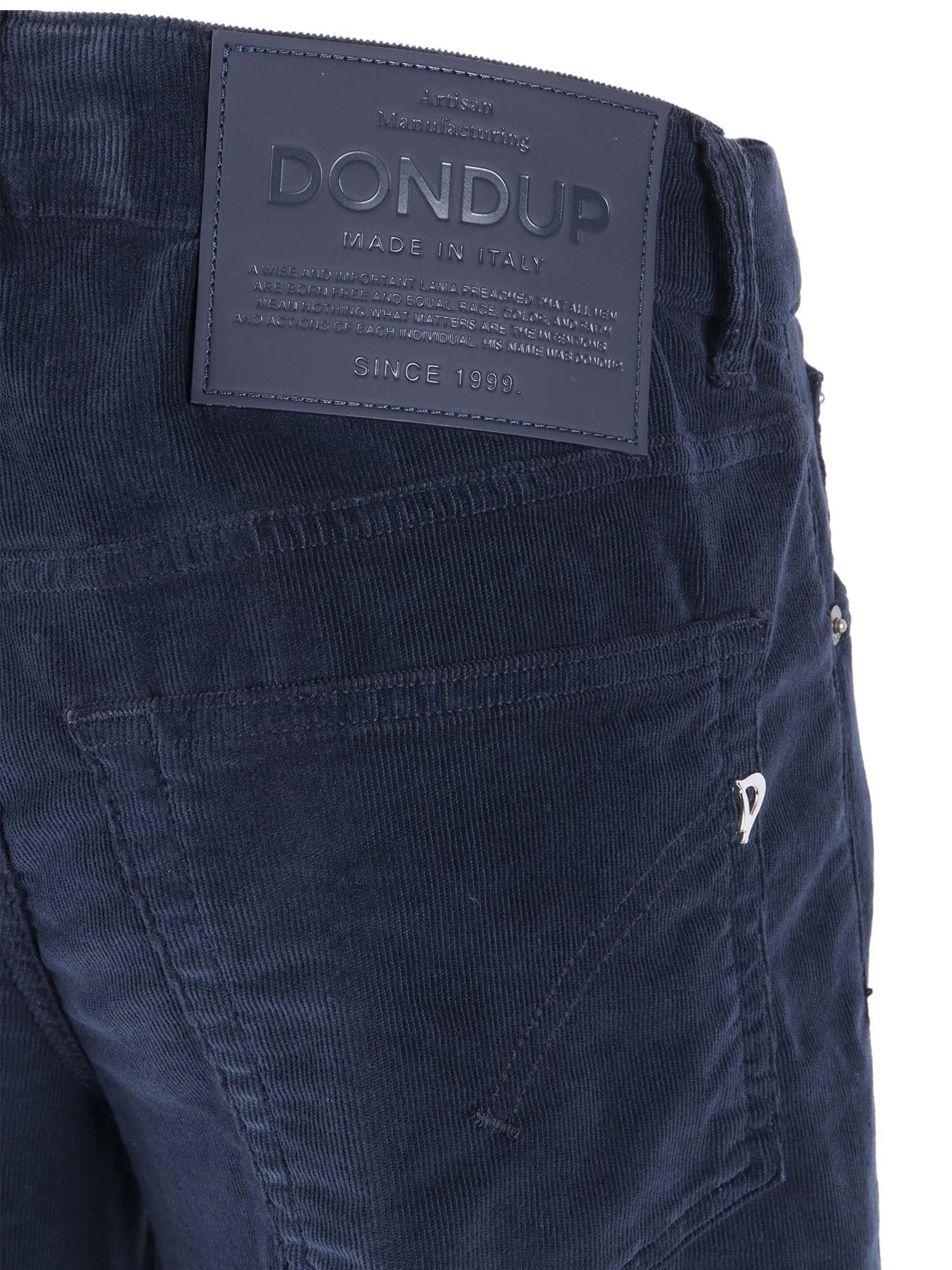 Dondup Wide-leg Navy High-waist Pants In Blue