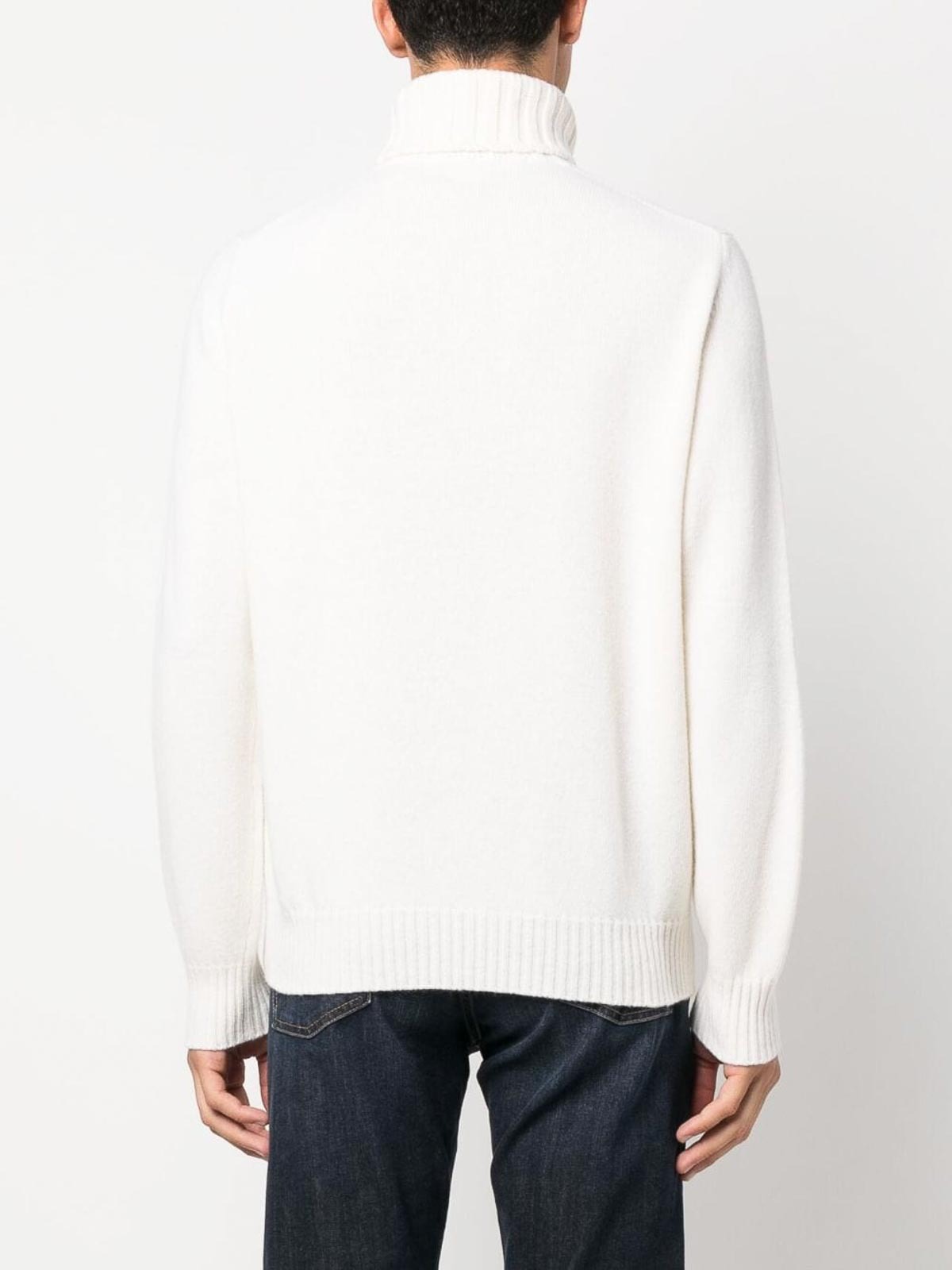 Shop Eleventy Rool-neck Wool-blend Jumper In White