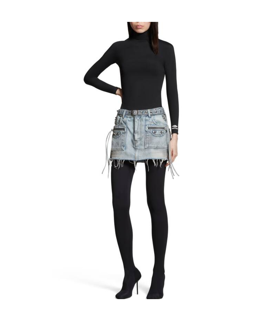 Shop Balenciaga Women's Cagole Mini Skirt In Blue In Gray