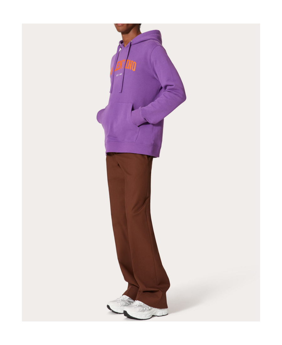 Valentino Logo-print Cotton Hoodie In Purple