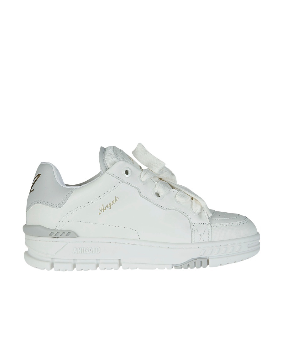 Axel Arigato 'area Haze' Grey And White Low Top Sneakers With Laminated Leather In White