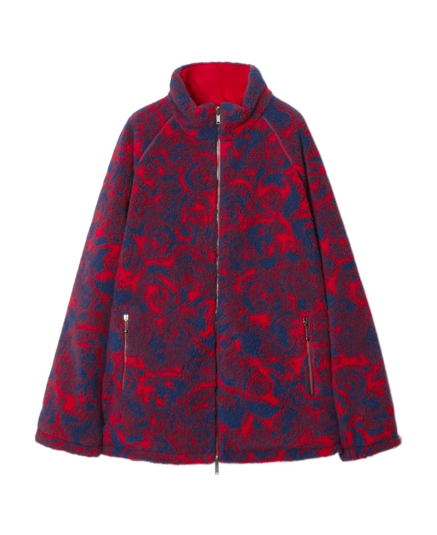 Burberry Rose-print Fleece Reversible Jacket In Red