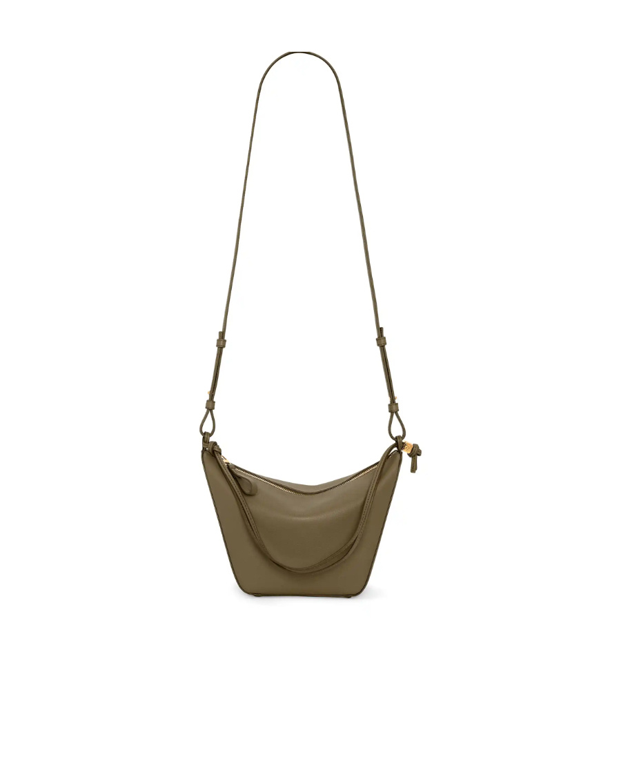 Loewe Hammock Drawstring Small Leather Shoulder Bag In Green