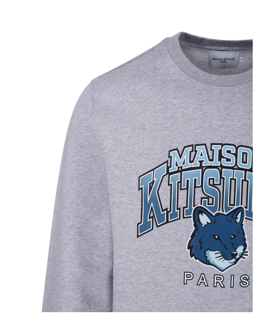 Maison Kitsuné Maison Kitsune Crew Neck Sweatshirt With Campus Fox Print In Gray