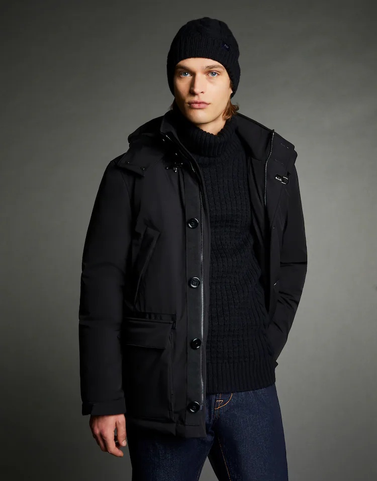 Fay Caban Hooded Down Jacket In Black