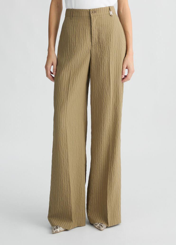 Liu •jo Striped Flared Trousers In Brown