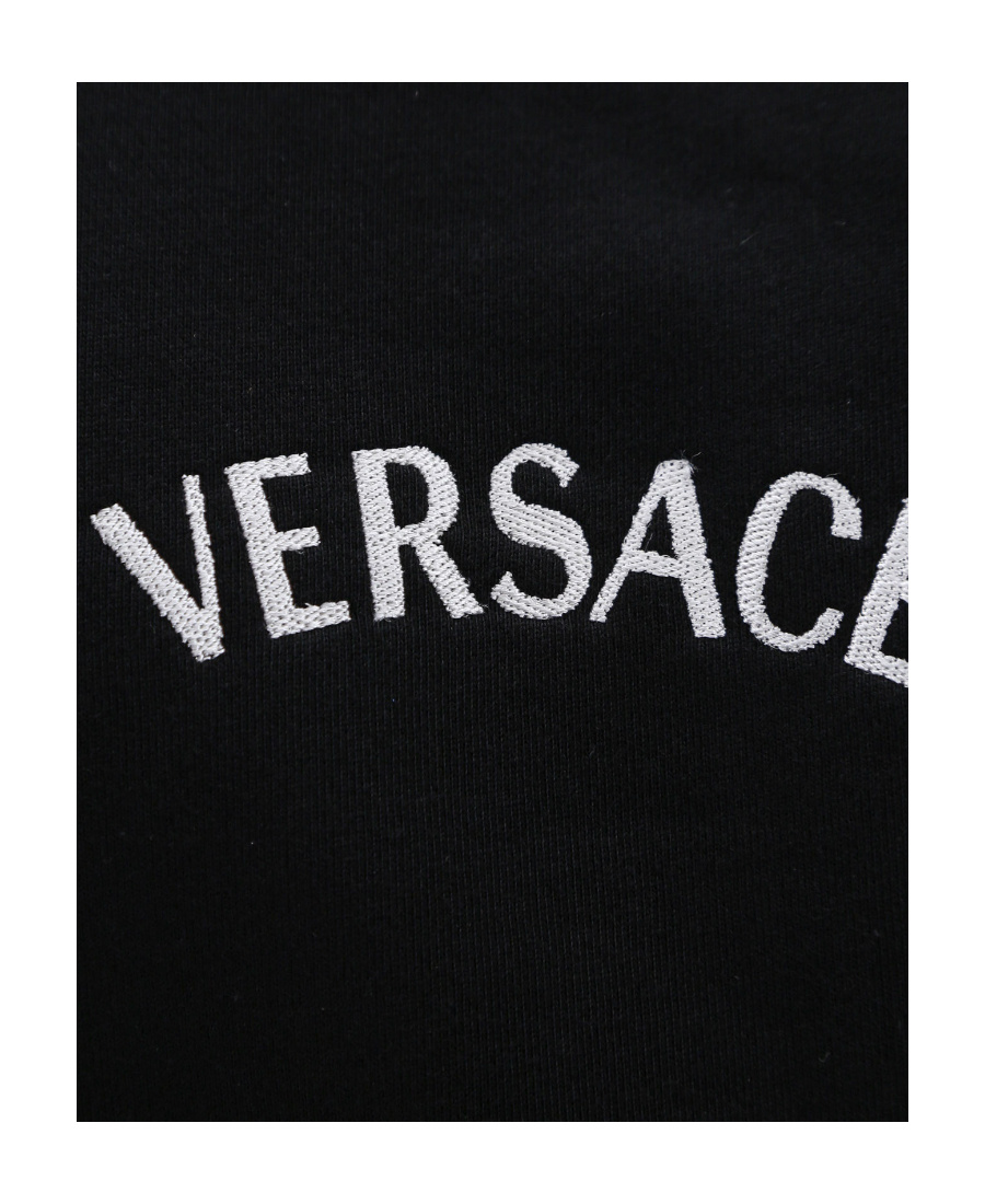 Versace Logo Milano Stamp Hoodie In Black