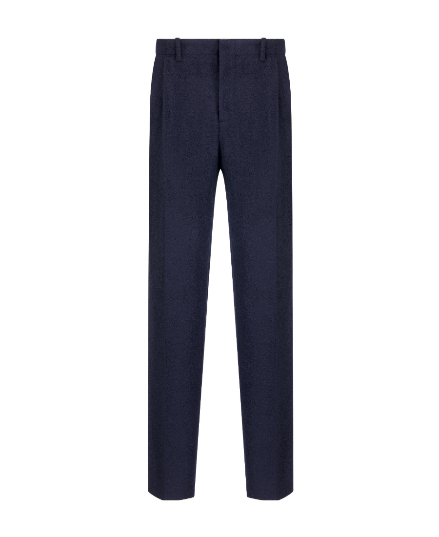 Dior Fleece Shearing Pleated Casual Trousers In Blue