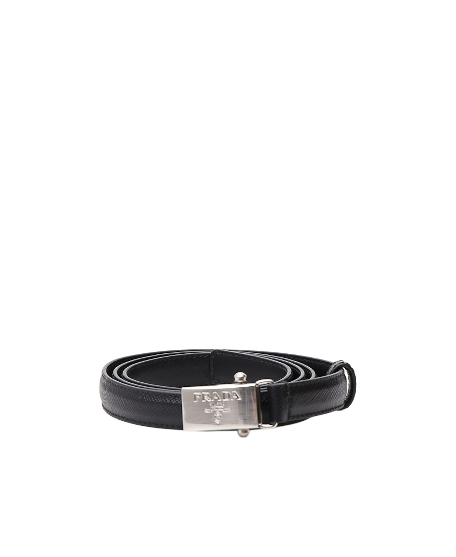 Prada Logo Buckle Belt In Black