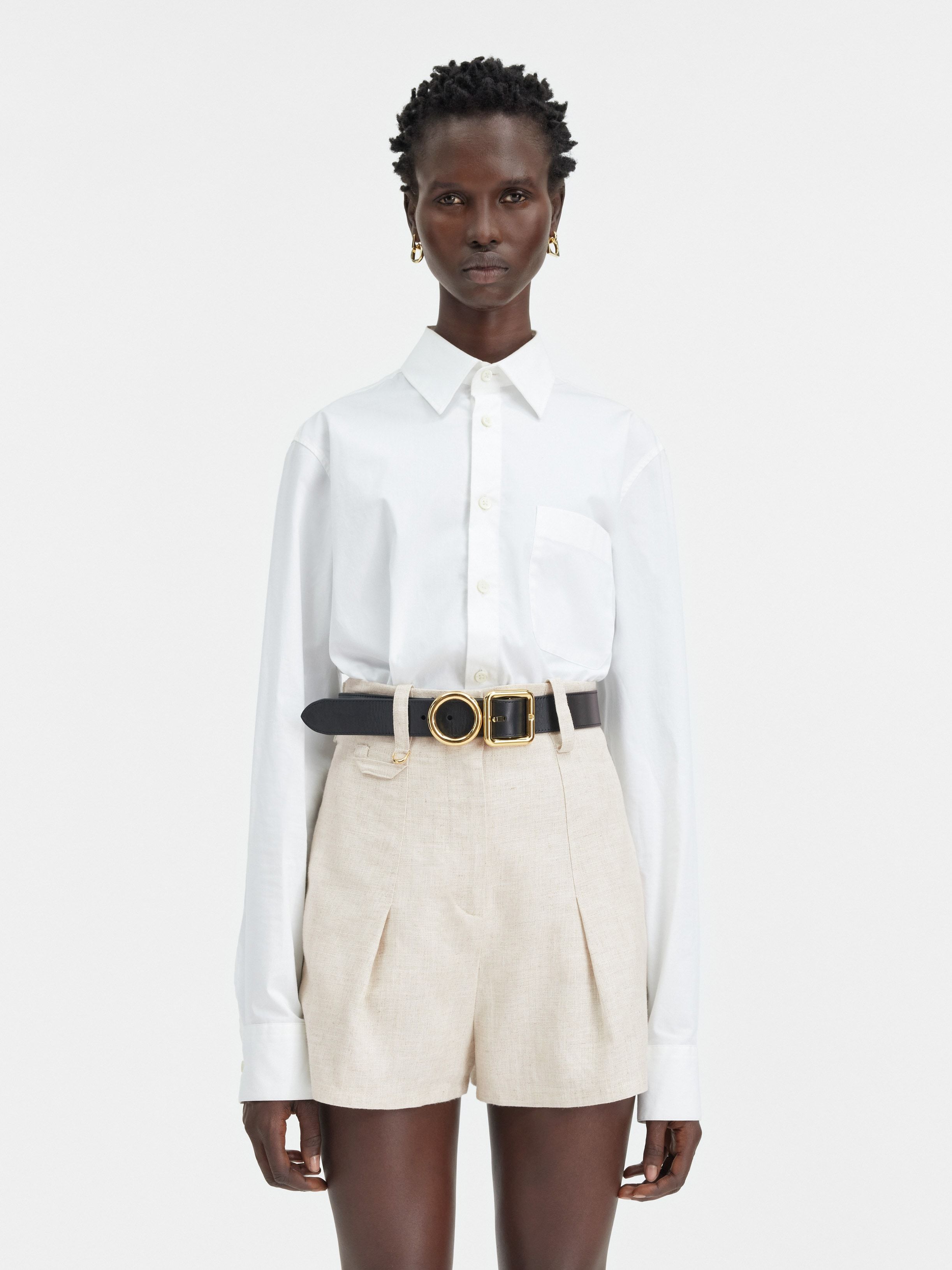 Jacquemus High Waisted Shorts In Beige