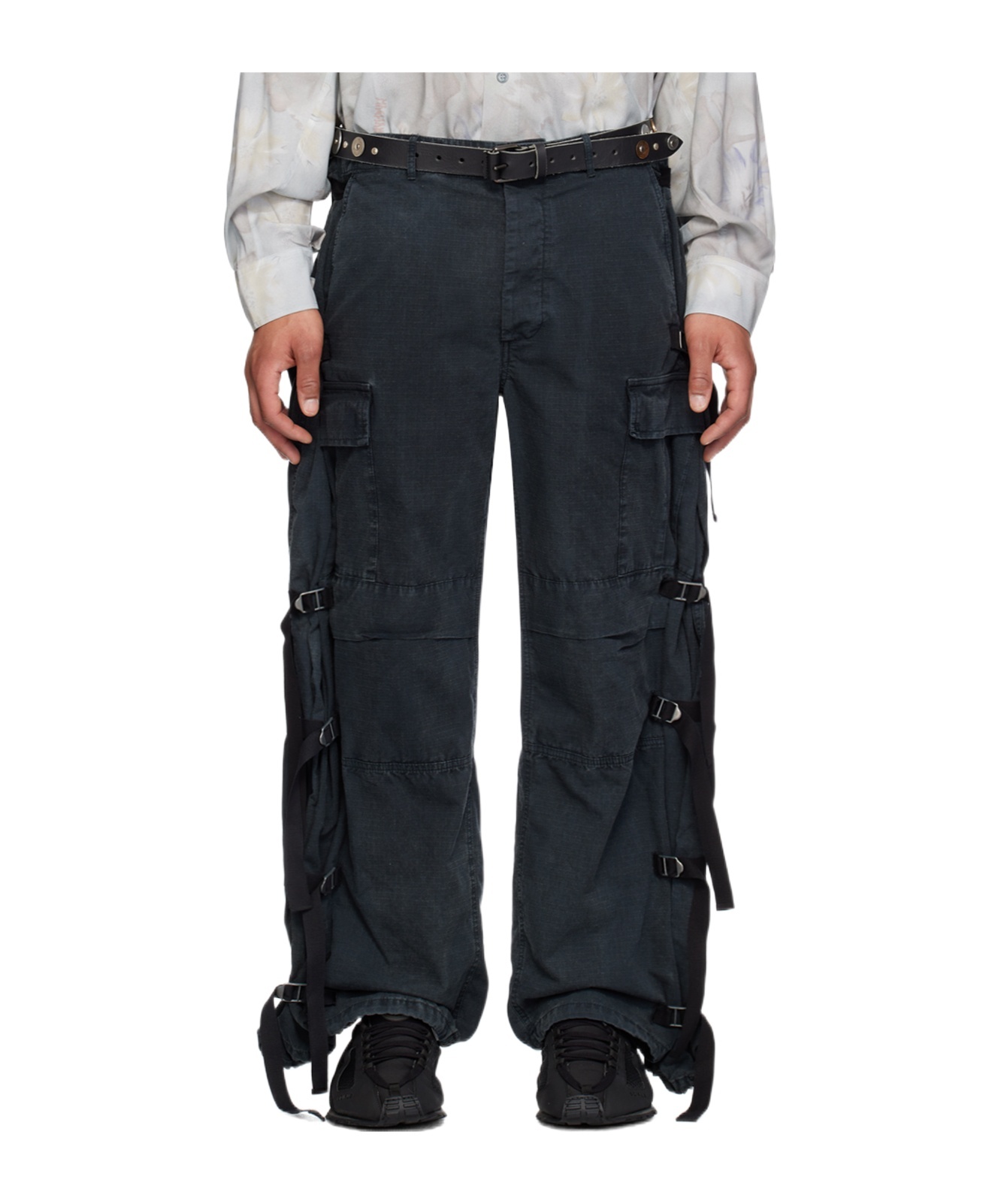 Magliano Black Strap Cargo Pants In Black