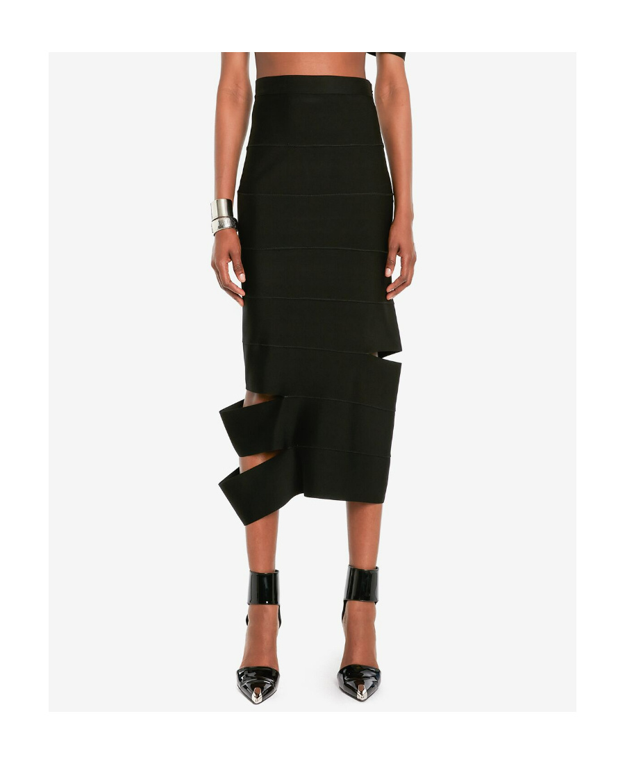 Alexander Mcqueen Bandage Pencil Skirt In Black