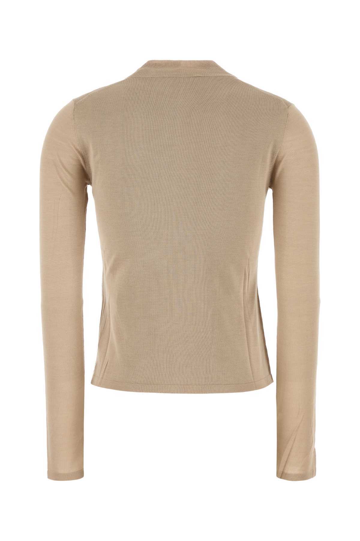 Max Mara Maglione Falesia In Seta Cappuccino Donna In Nude
