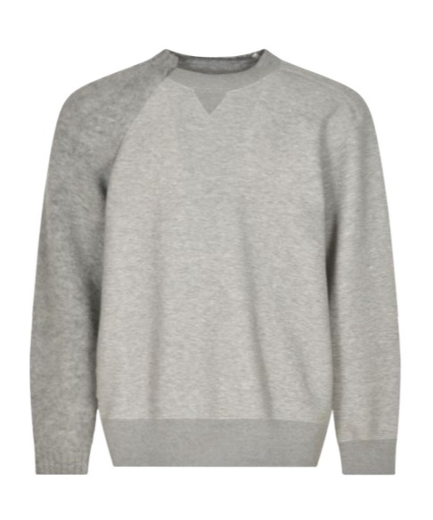 Sacai Knit-panelled Crewneck Sweatshirt In Gray