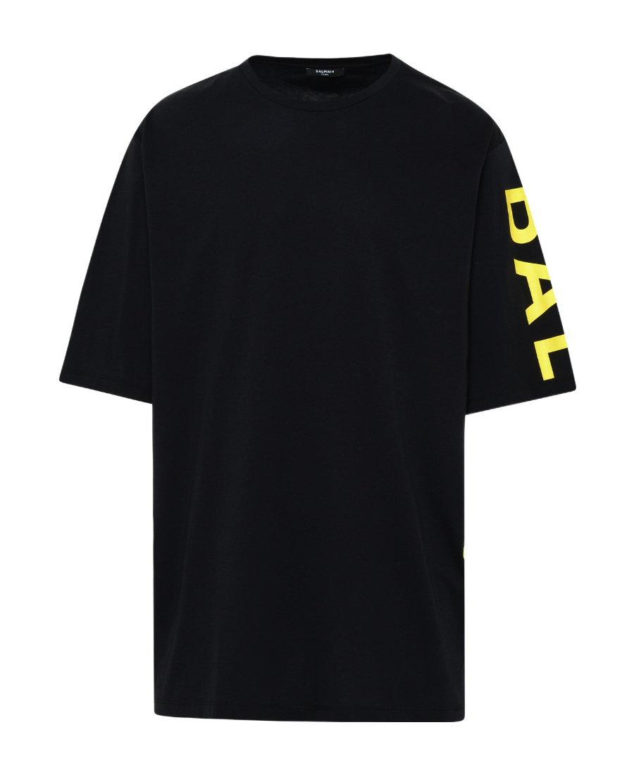 Shop Balmain Logo-print Cotton T-shirt In Black