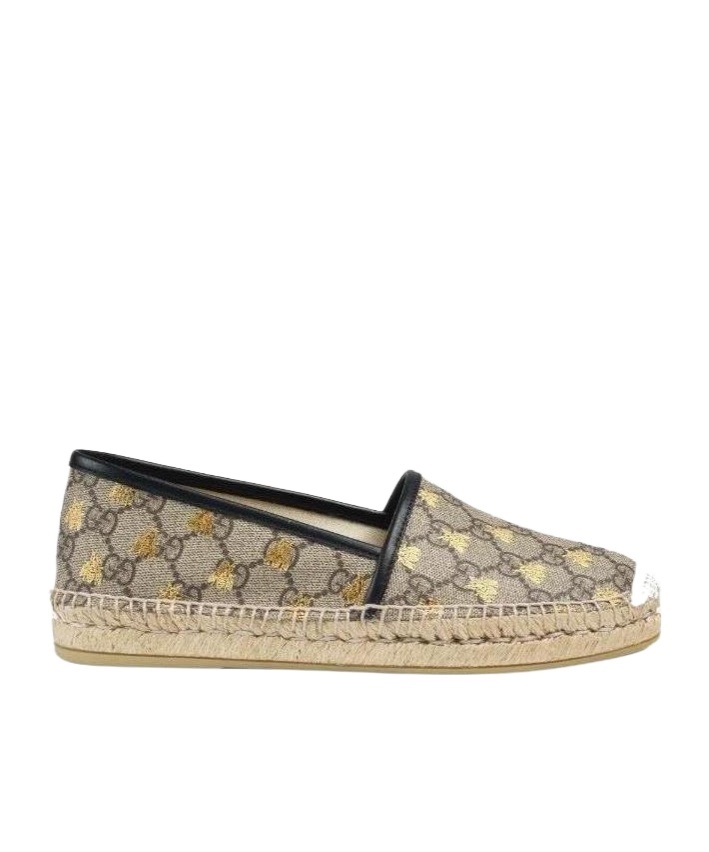 Gucci Gg Supreme Bees Espadrille In Black