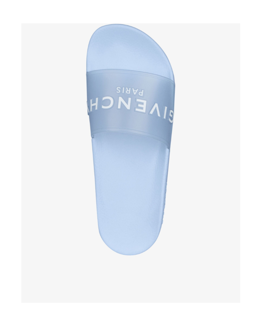 Shop Givenchy Paris Flat Sandals In Transparent Rubber In Blue