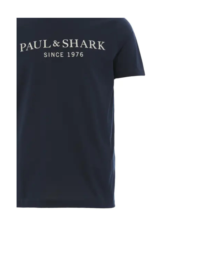 PAUL & SHARK NAVY BLUE ROUND COLLAR LOGO T-SHIRT