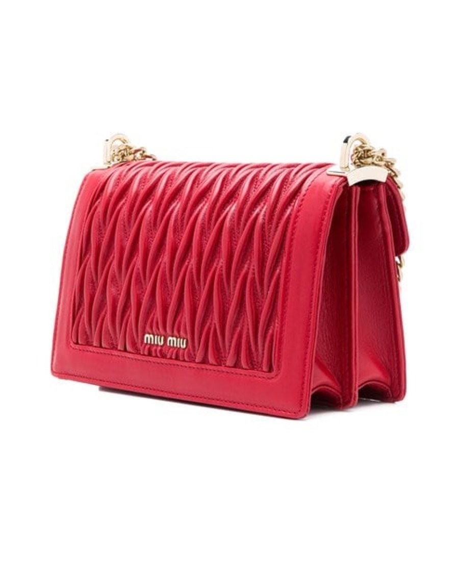 Miu Miu Miu Confidential Logo Logo Shoulder Bag In Red