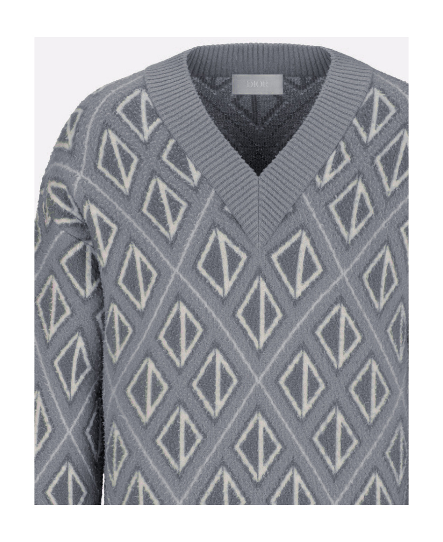Dior Long-sleeved Knitted Pullover In Gray